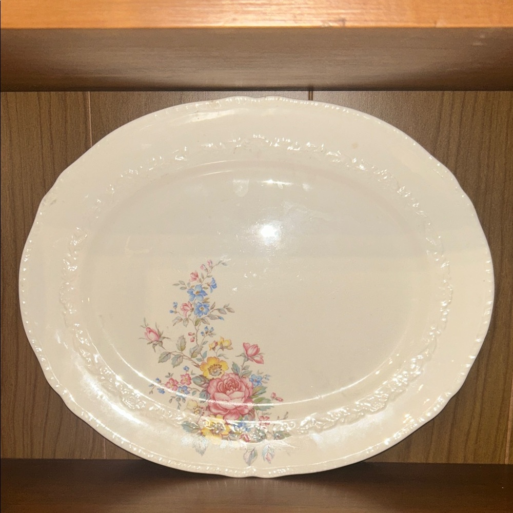 Elegant Floral Oval Serving Platter